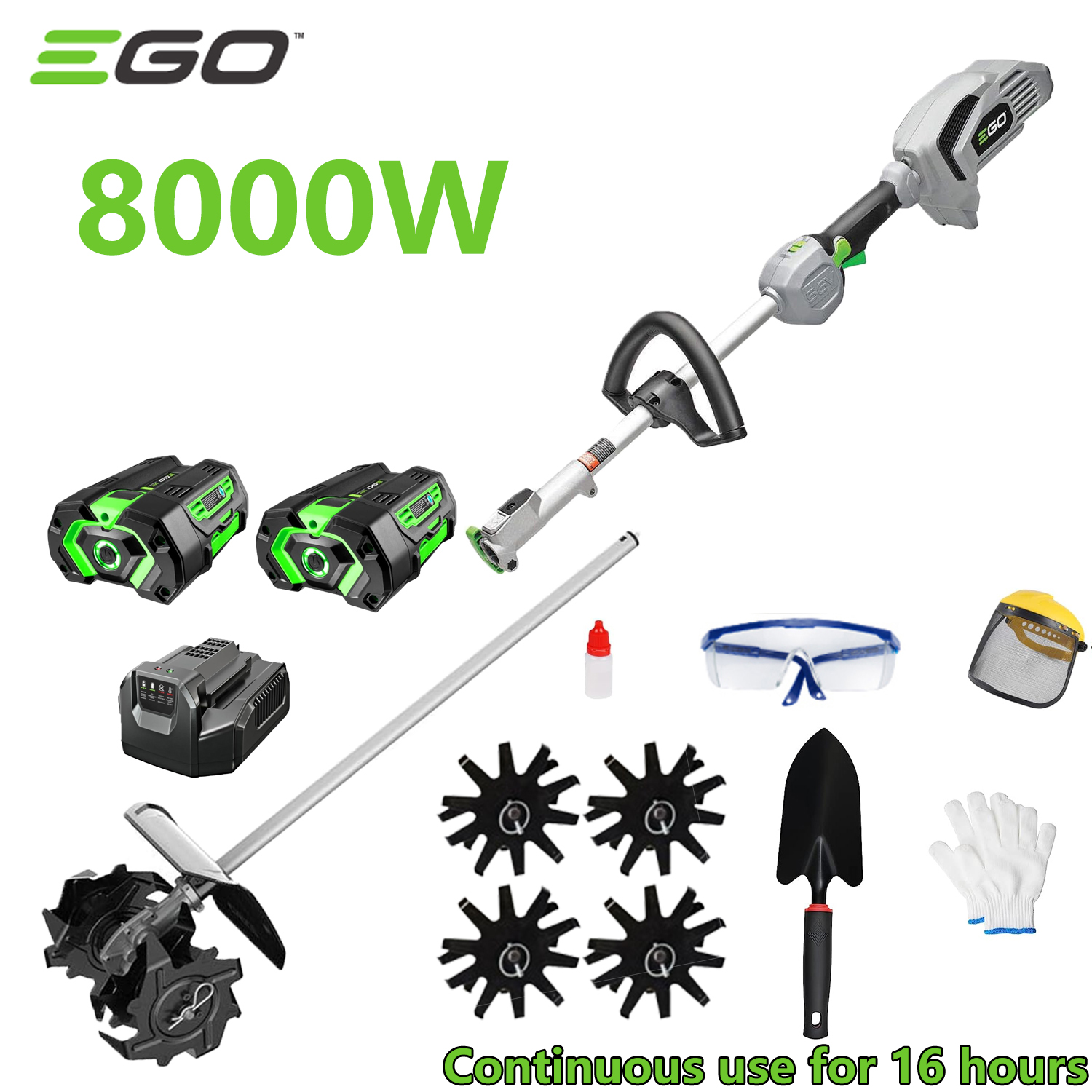 Cultivator 8000W + 2 batteries 96V + fast charging + motorized cultivator + complete set of accessories