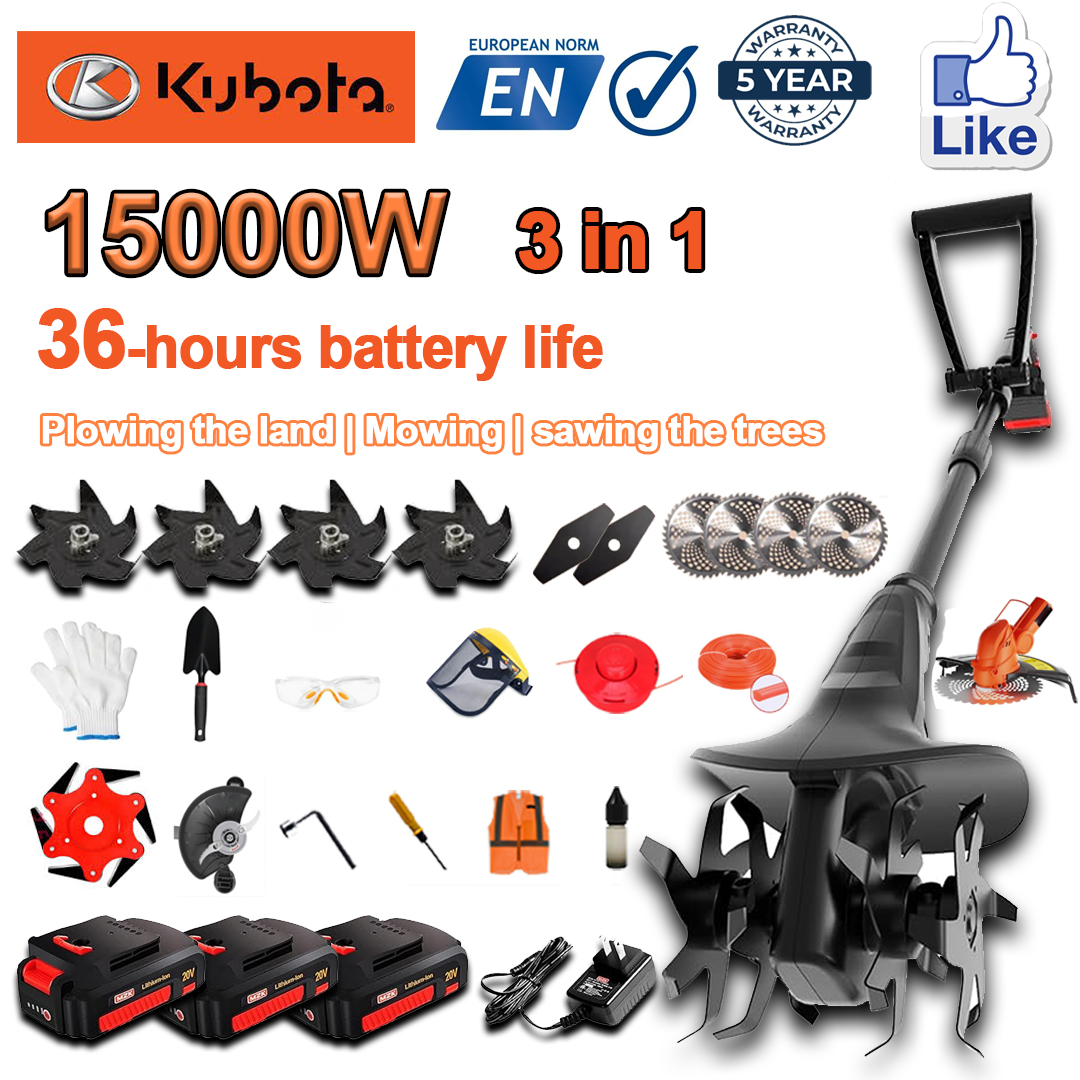 (Battery life 36 hours) 15000W plow + 96V lithium battery * 3 + fast charger * 1 + shovel * 1 + straight blade head * 2 + plow blade * 4 + circular saw blade * 4 + alloy saw blade * 1 + mowing blade * 1 + mowing rope * 1 + various accessories